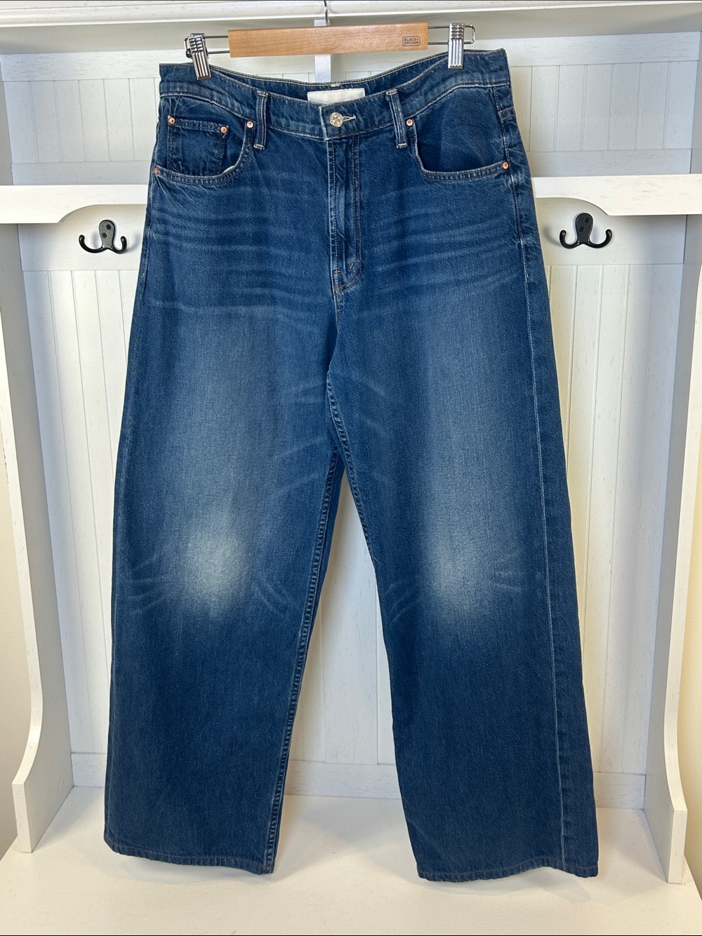 MOTHER Spinner Zip Sneak Wide Leg Jeans Paint The Town 31